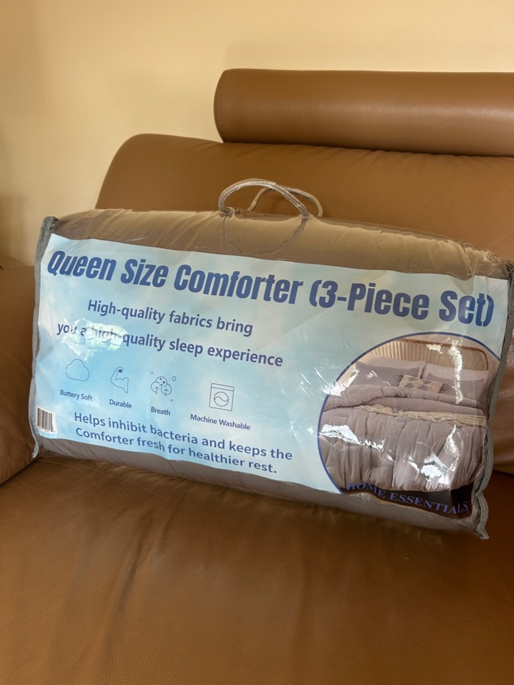 3-Piece All-Season Easy Care Comforter Set by Home Essentials, Queen, Gray